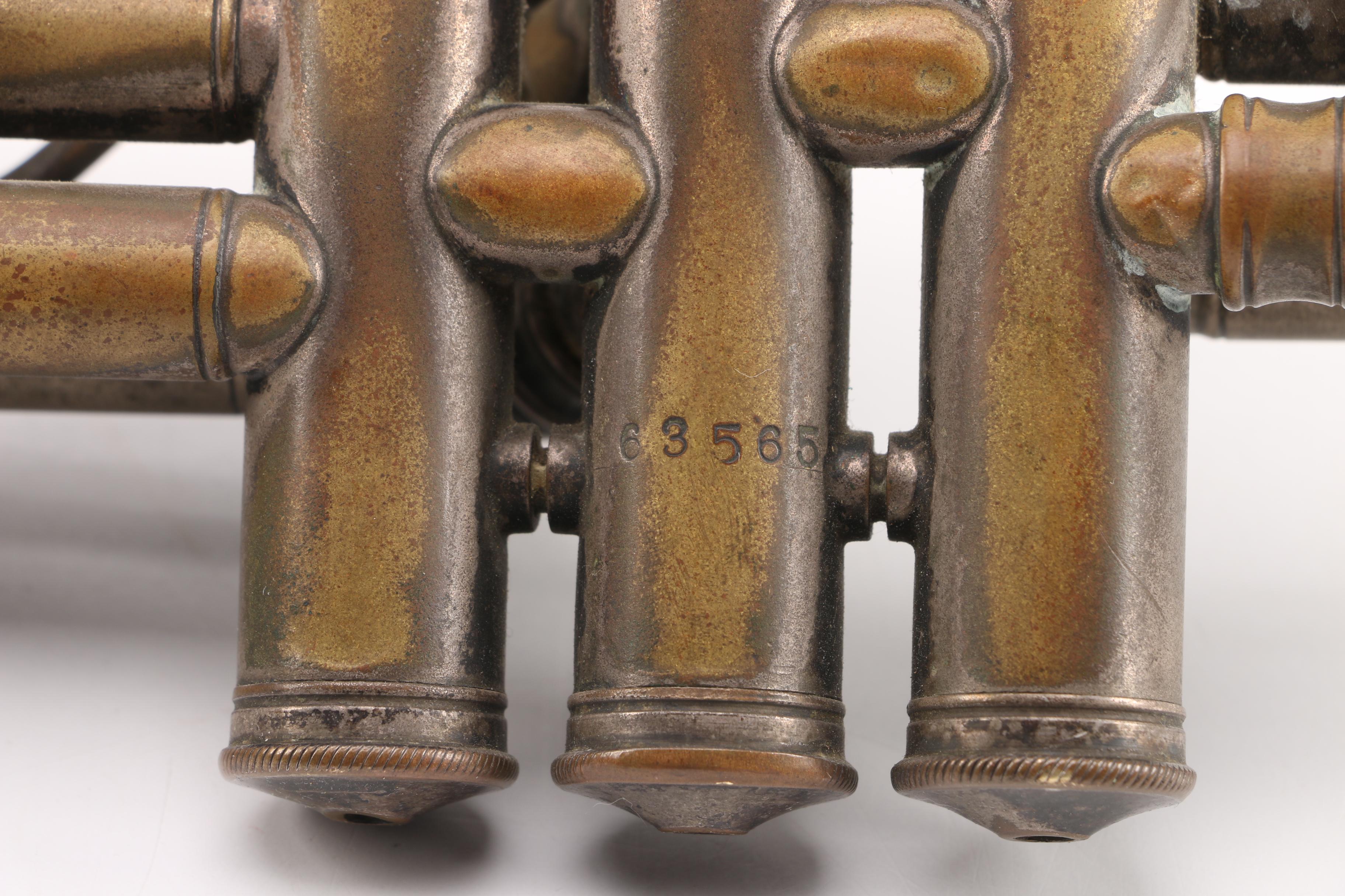 Vintage J.W. York and Sons Perfec-Tone Coronet and WolfPak Double Trumpet Case