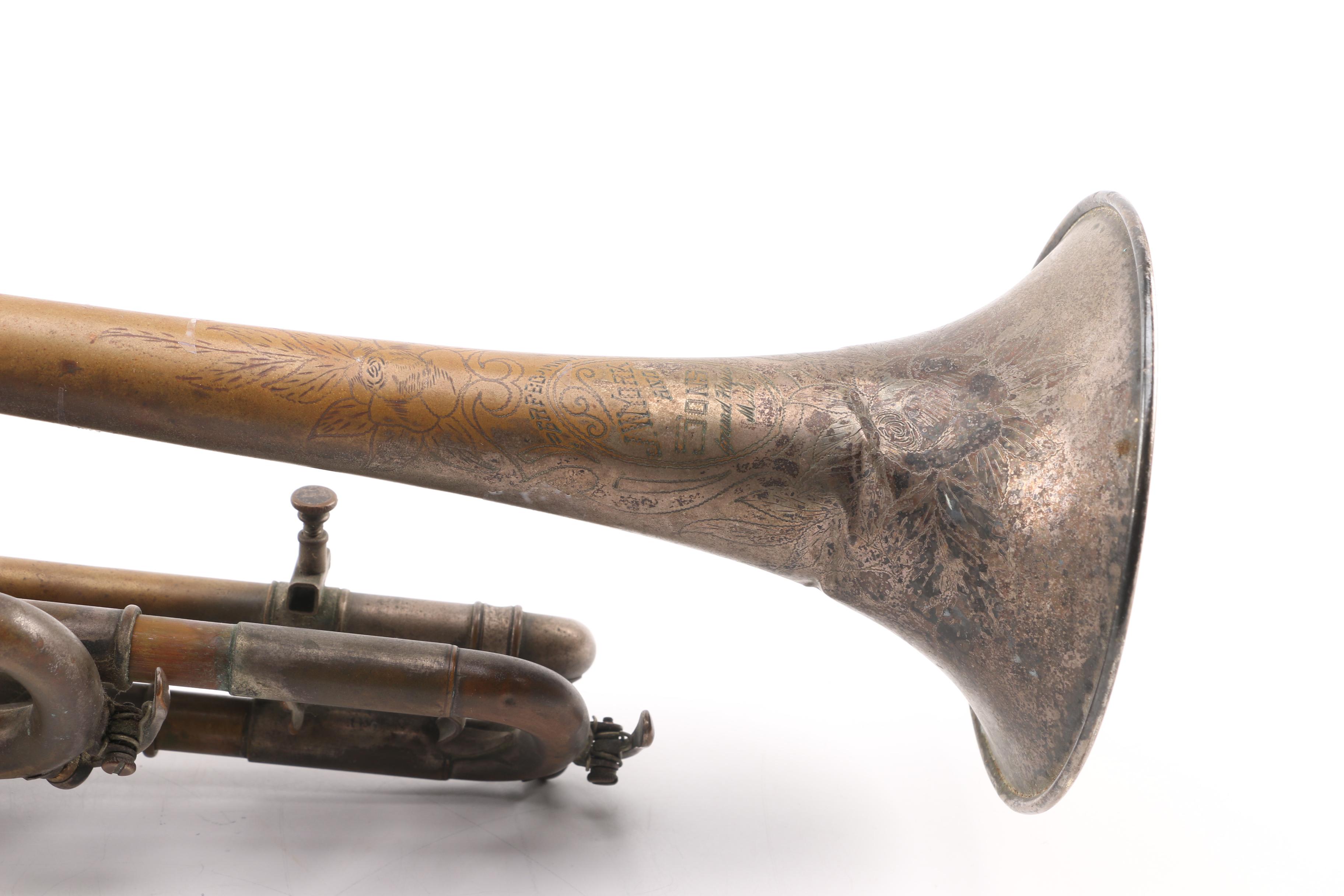 Vintage J.W. York and Sons Perfec-Tone Coronet and WolfPak Double Trumpet Case