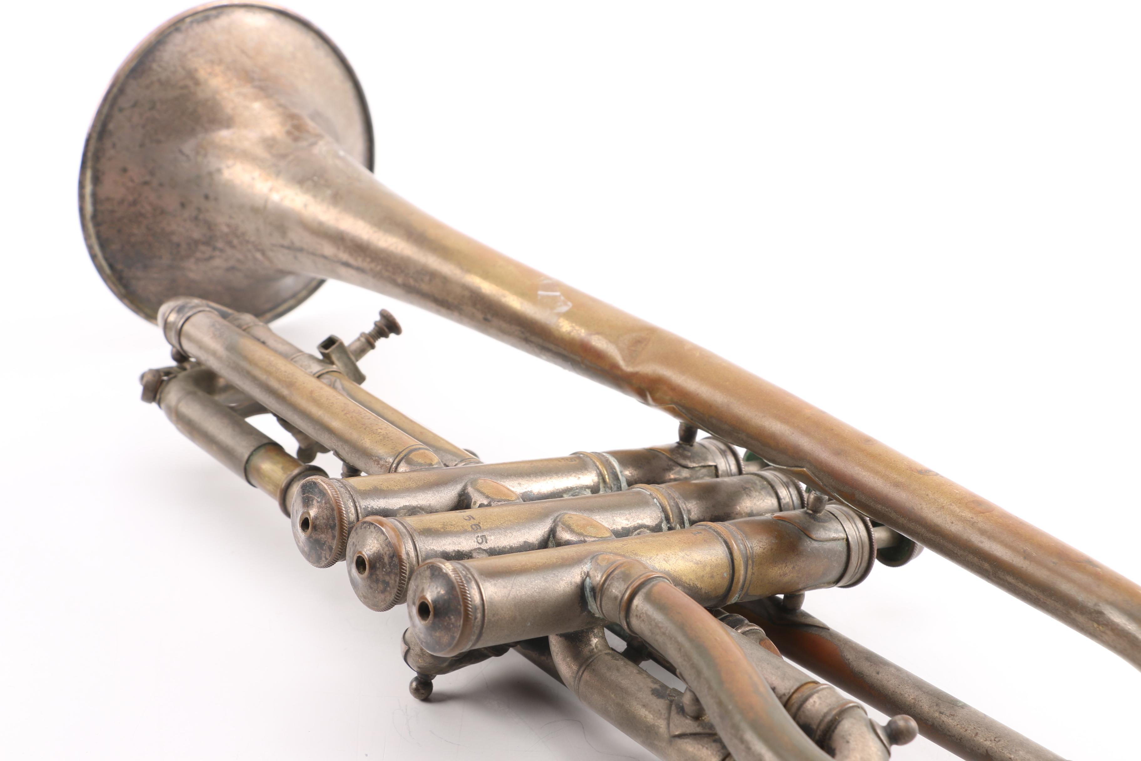 Vintage J.W. York and Sons Perfec-Tone Coronet and WolfPak Double Trumpet Case