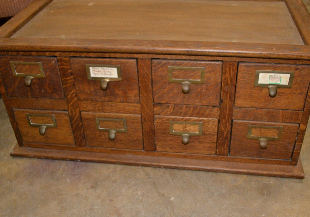 Vintage Oak Card Catalog EBTH