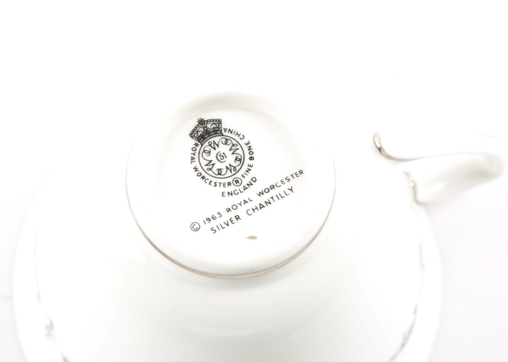 Vintage Royal Worcester "Silver Chantilly" Bone China