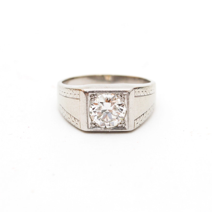 18K White Gold and 1.56 Carat Diamond Solitaire Ring