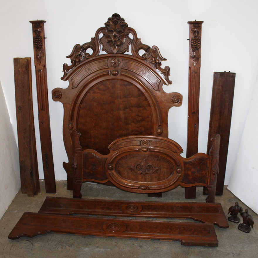 Renaissance-Revival Bed with Carved Eagles