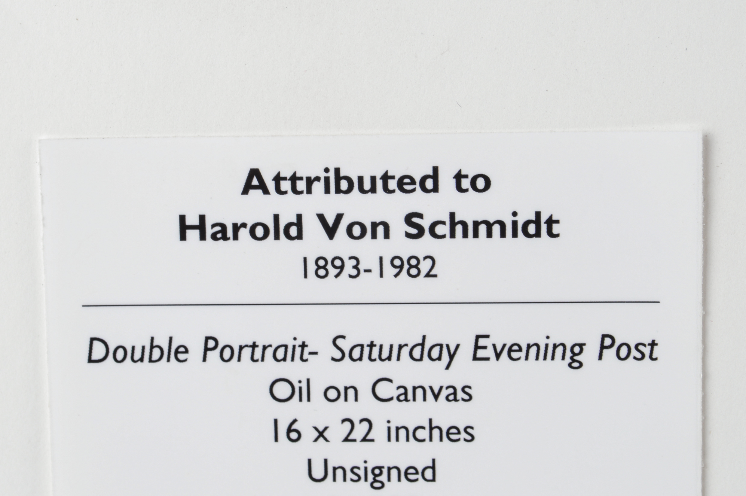 Attributed to Harold Von Schmidt Oil Painting on Canvas Double Portrait