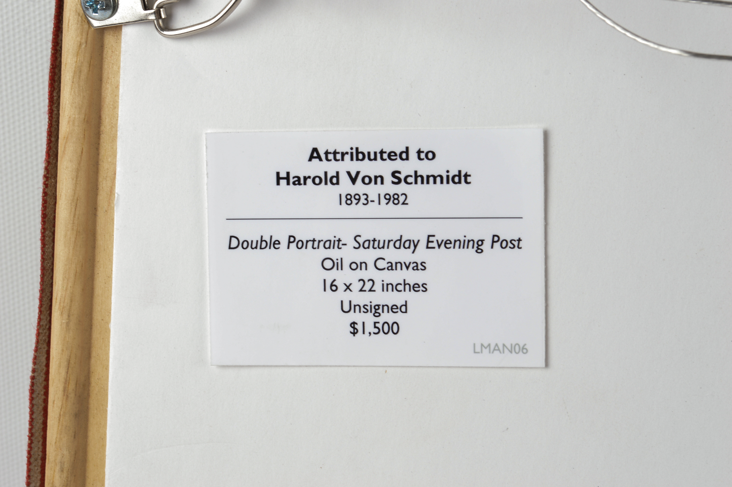 Attributed to Harold Von Schmidt Oil Painting on Canvas Double Portrait