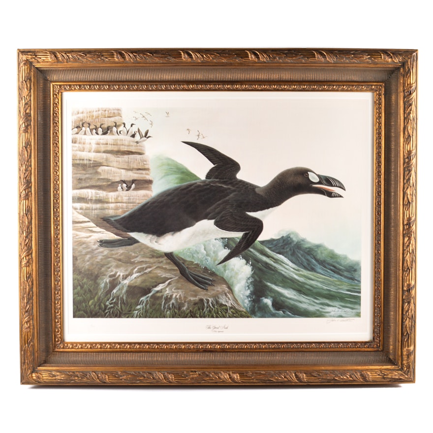 John A. Ruthven Signed Limited Edition Offset Lithograph "The Great Auk"