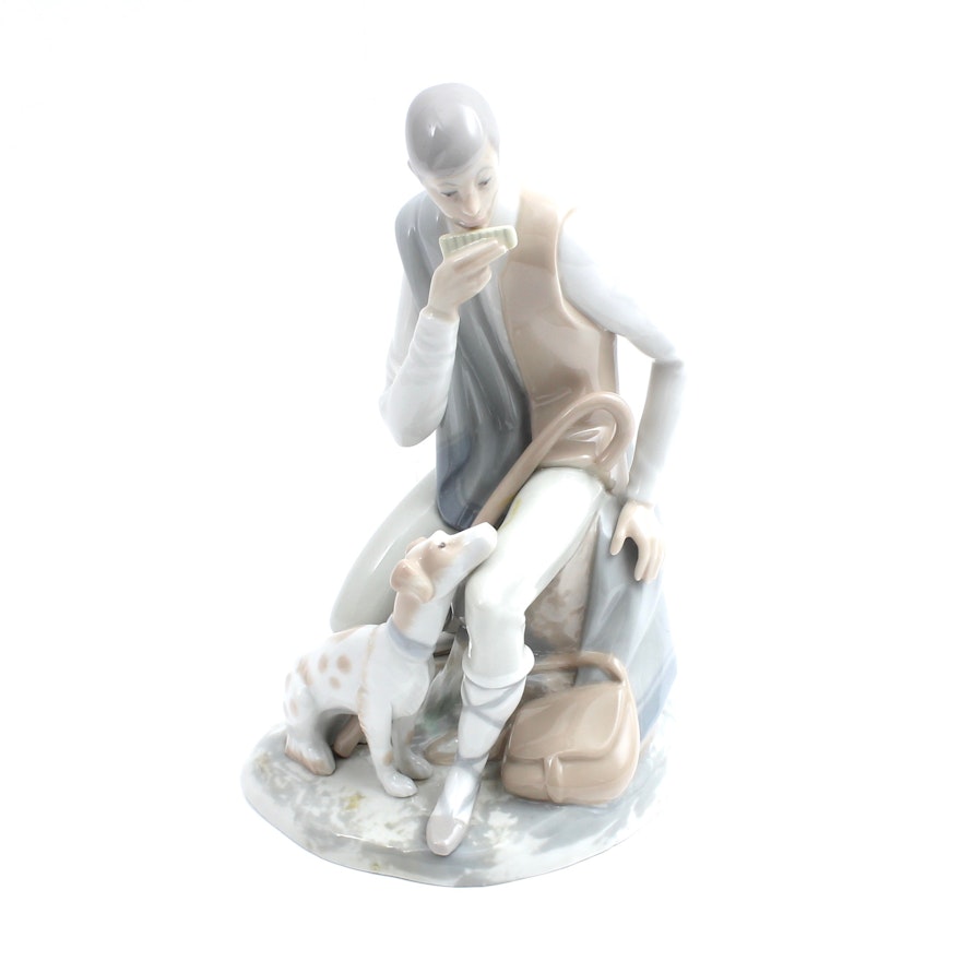 Spanish Porcelain Figurine of Shepherd with Harmonica