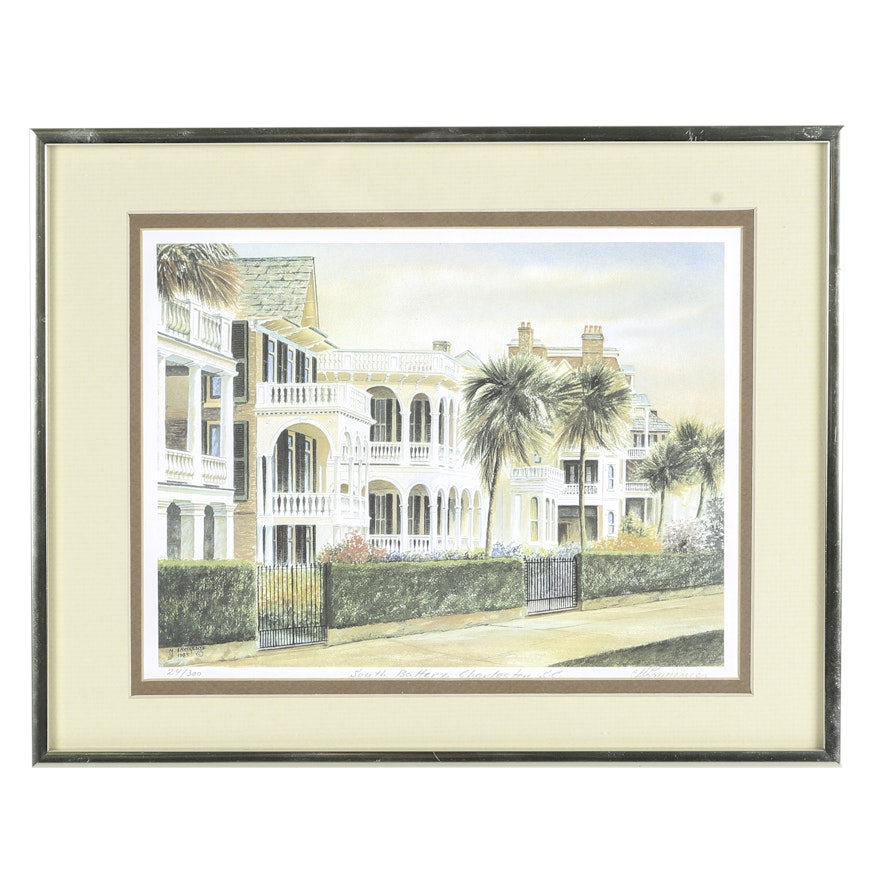 M. Lawrence Limited Edition Offset Lithograph "South Battery, Charleston, SC"