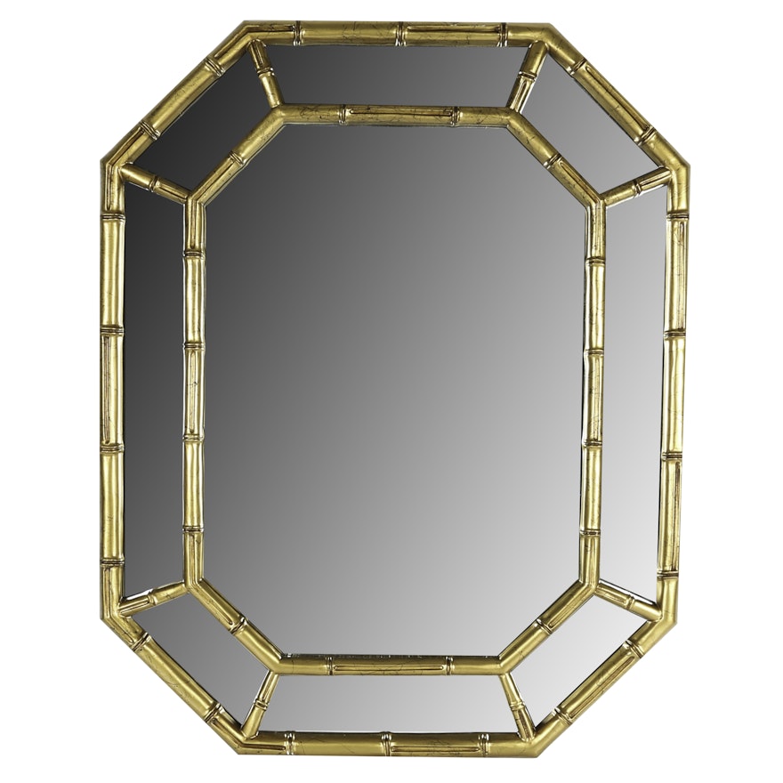 Gold Painted Bamboo Style Wall Mirror