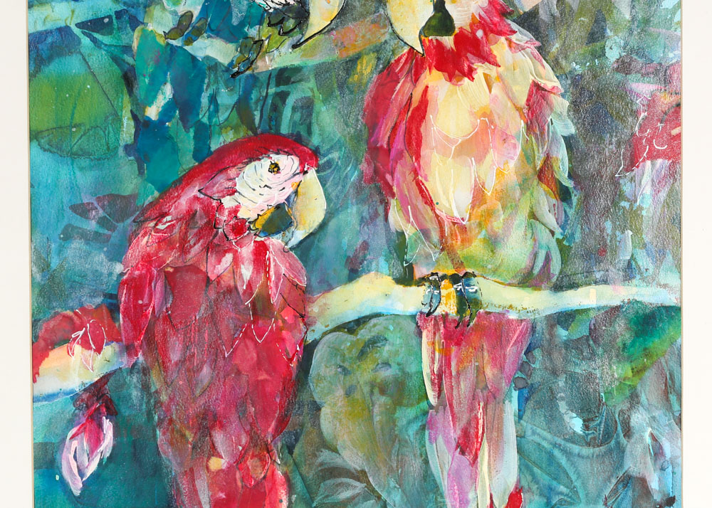 Vae Hamilton Mixed Media Artwork of Parrots