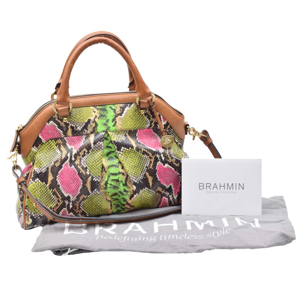 Brahmin Louise Rose Anaconda Print Shoulder Tote