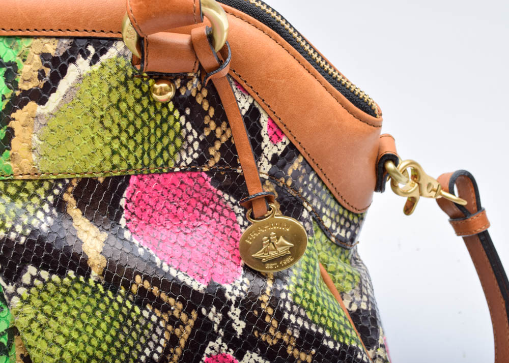 Brahmin Louise Rose Anaconda Print Shoulder Tote
