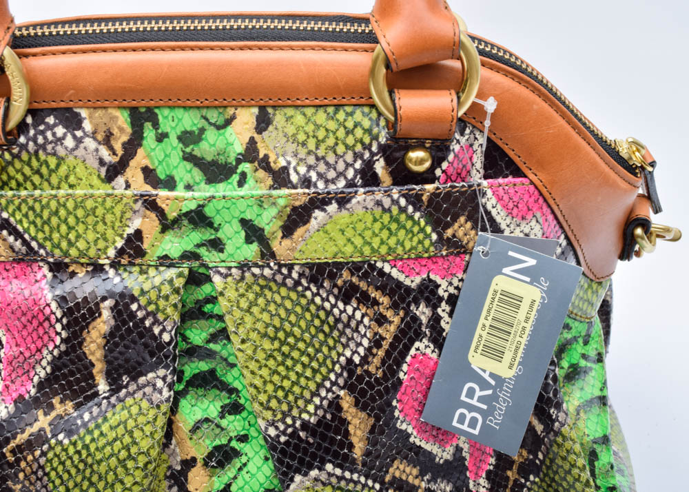Brahmin Louise Rose Anaconda Print Shoulder Tote