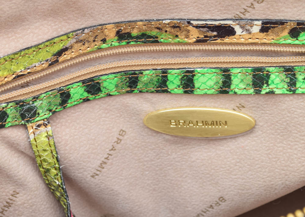 Brahmin Louise Rose Anaconda Print Shoulder Tote