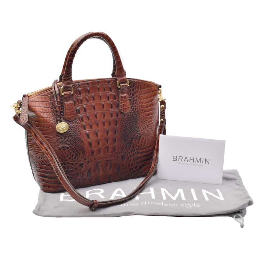 Brahmin Duxbury Crocodile Embossed Leather Satchel