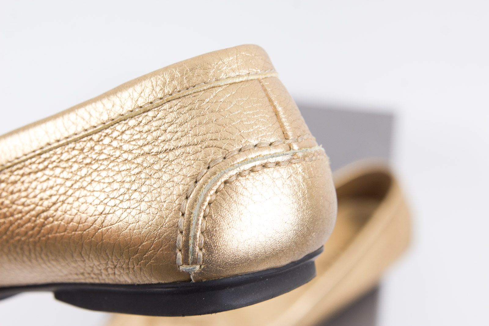 Prada Metallic Gold Tone Loafers