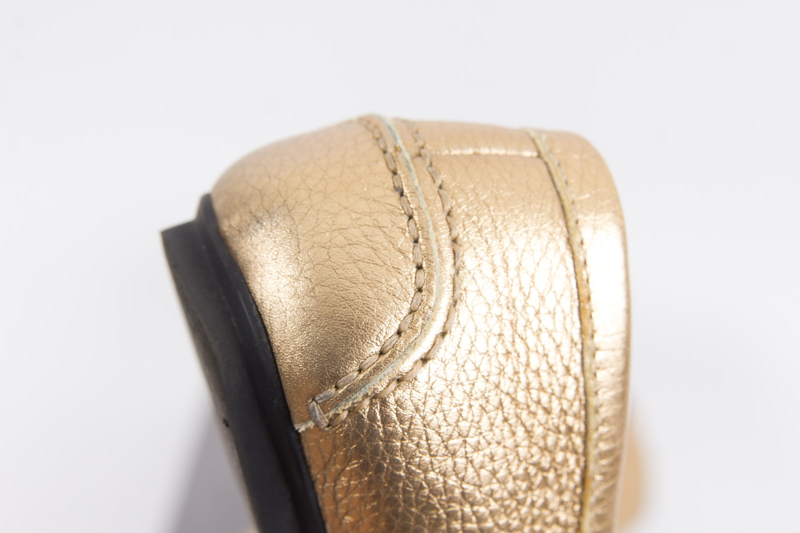 Prada Metallic Gold Tone Loafers