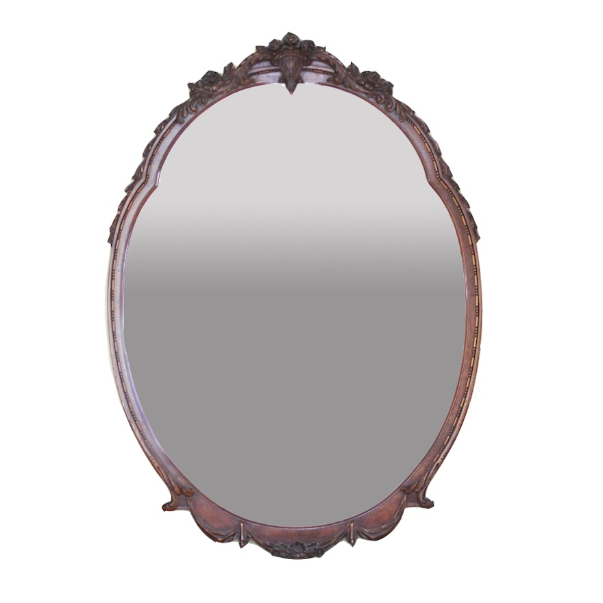 Carved Mahogany Oval Mirror