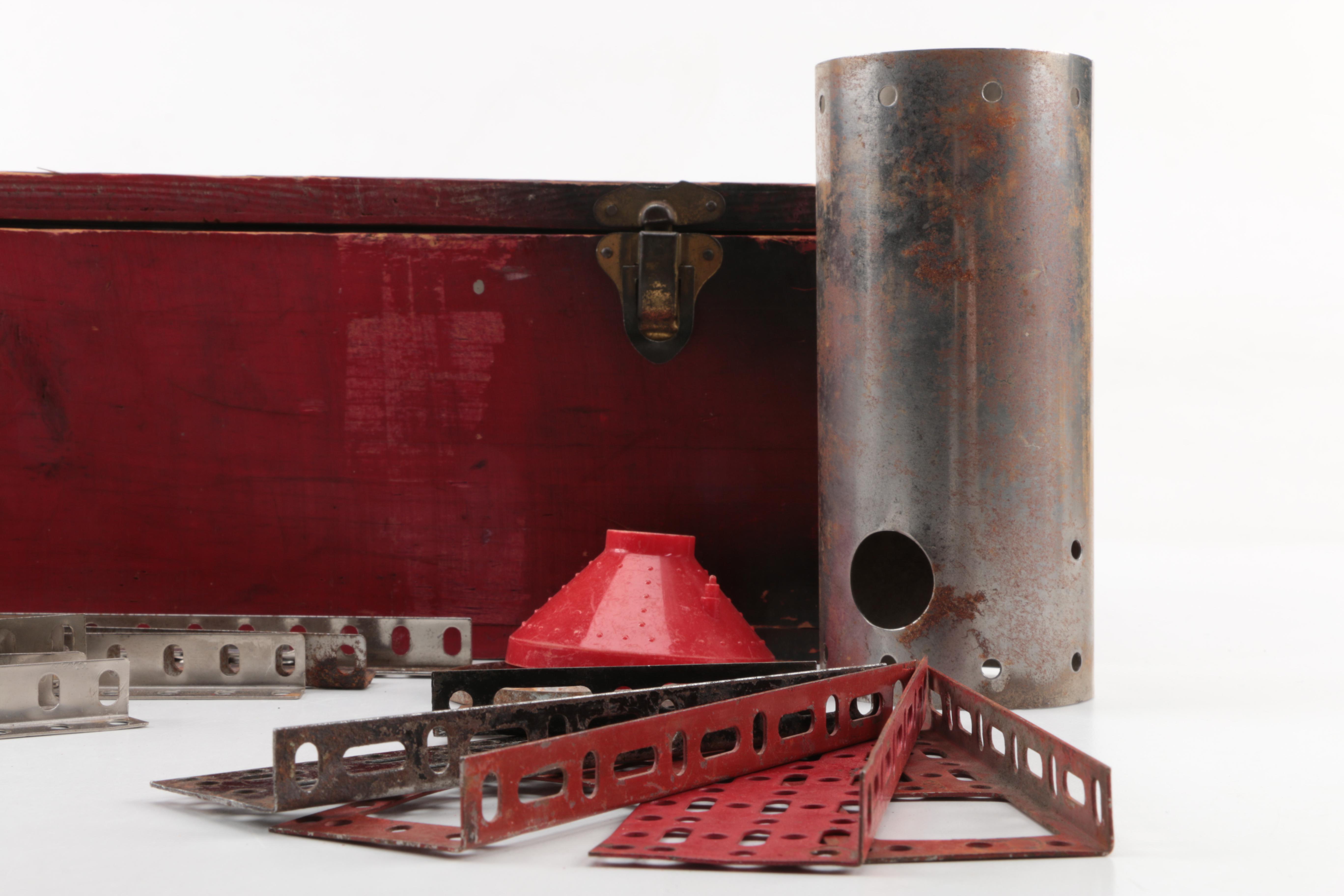 Vintage Erector Set in Wood Box