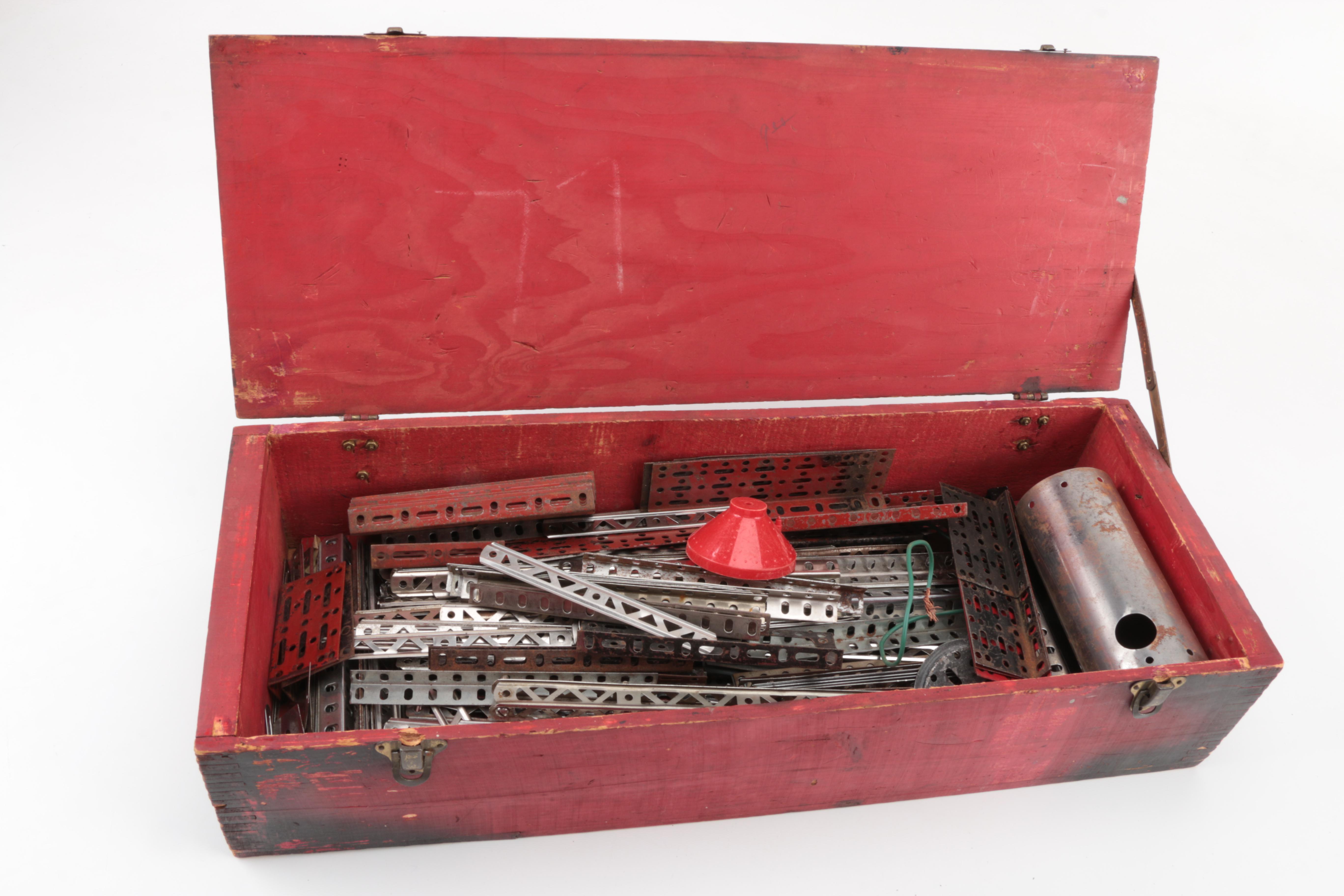 Vintage Erector Set in Wood Box