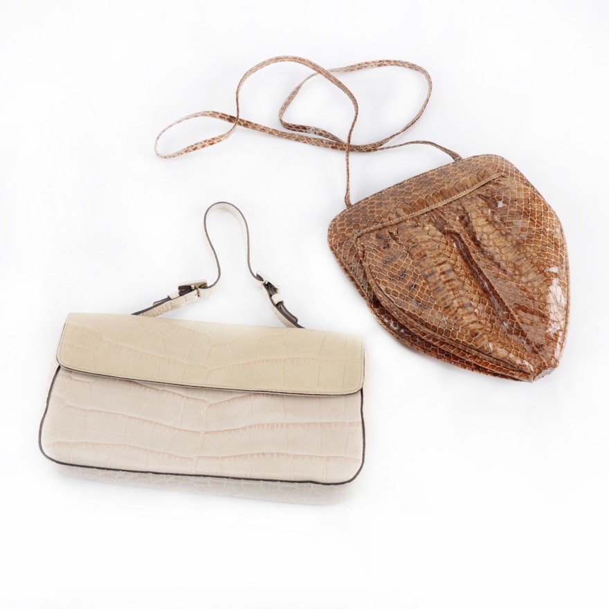 Snakeskin and Embossed Leather Handbags