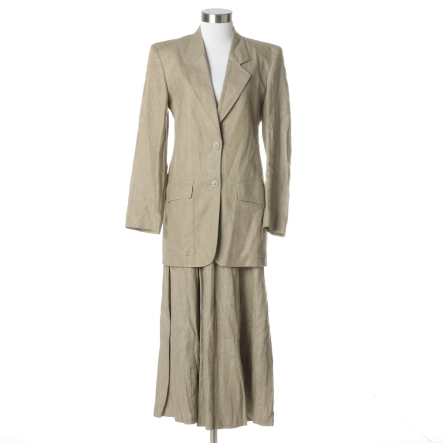 1980s Vintage Christian Dior Separates Linen Skirt Suit