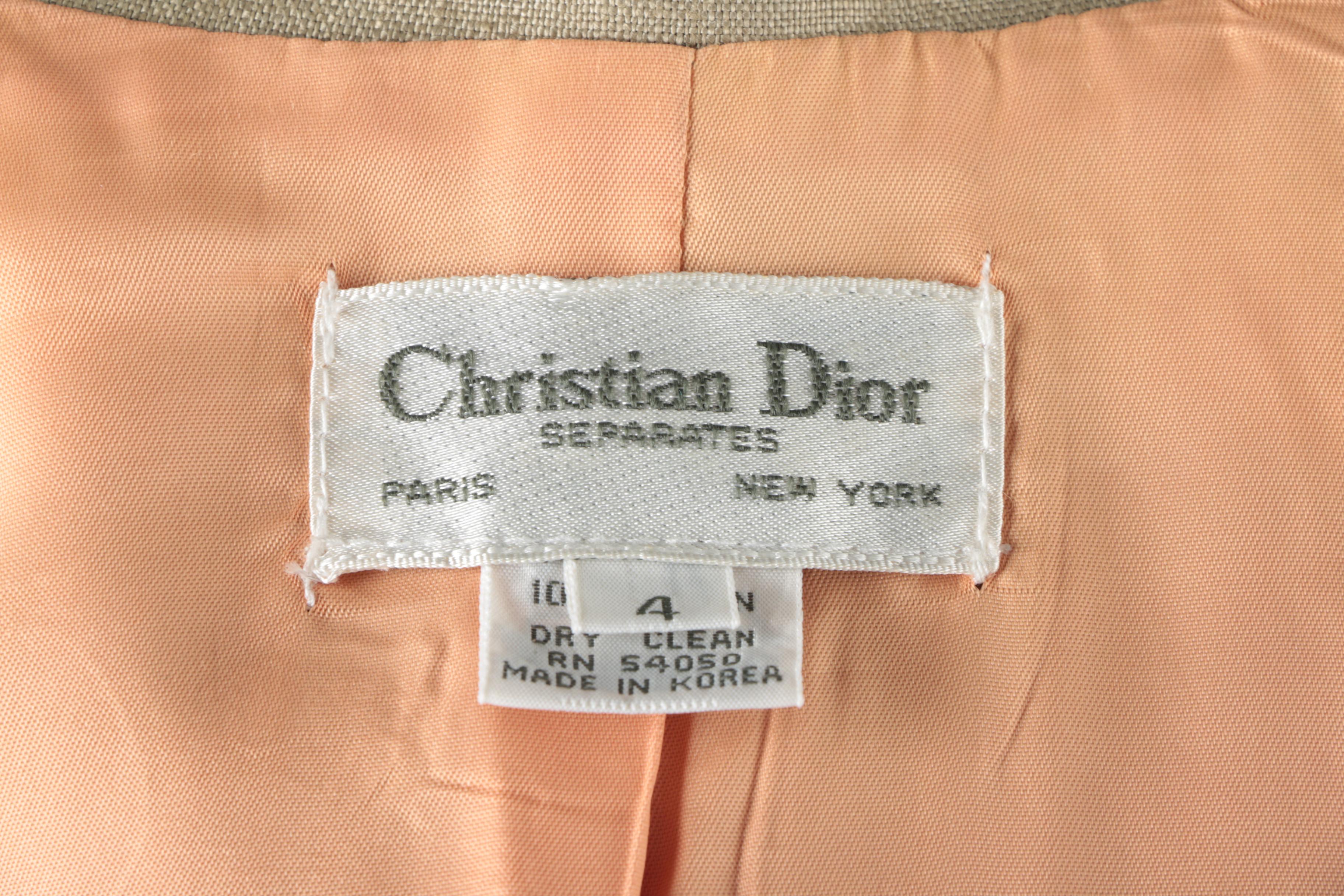 1980s Vintage Christian Dior Separates Linen Skirt Suit