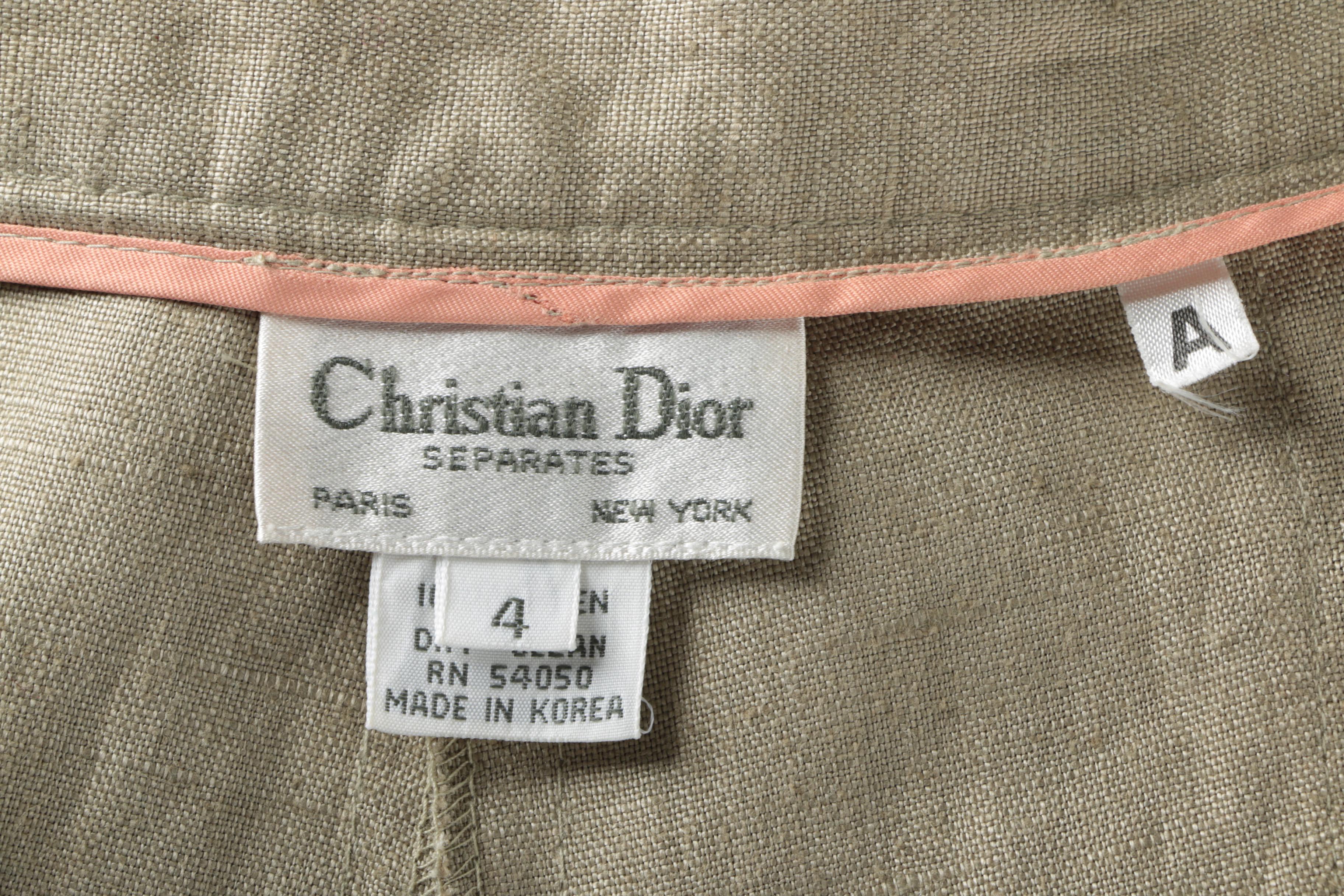 1980s Vintage Christian Dior Separates Linen Skirt Suit