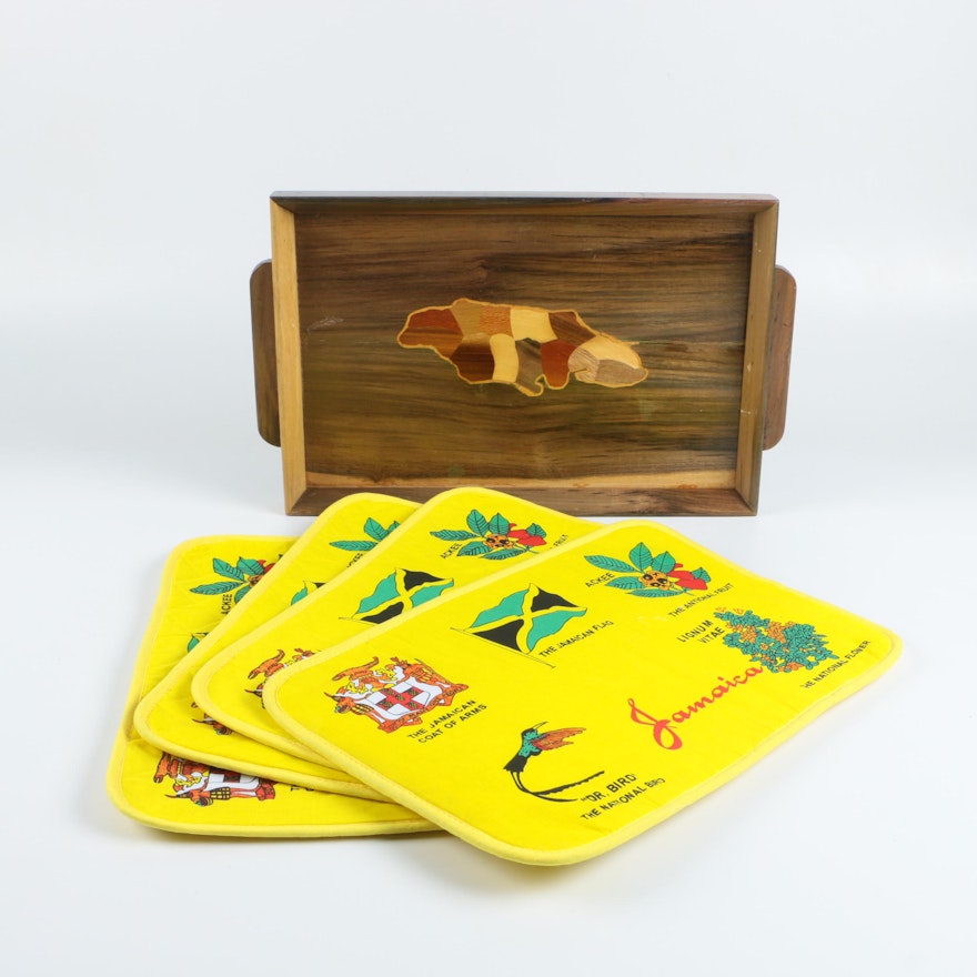 Jamaica Place Mat Set and Wooden Tray