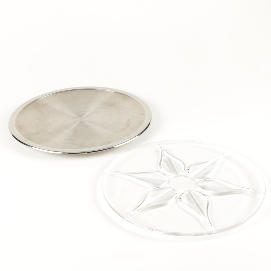 Nachtmann Crystal Platter and Frontgate Stainless Platter