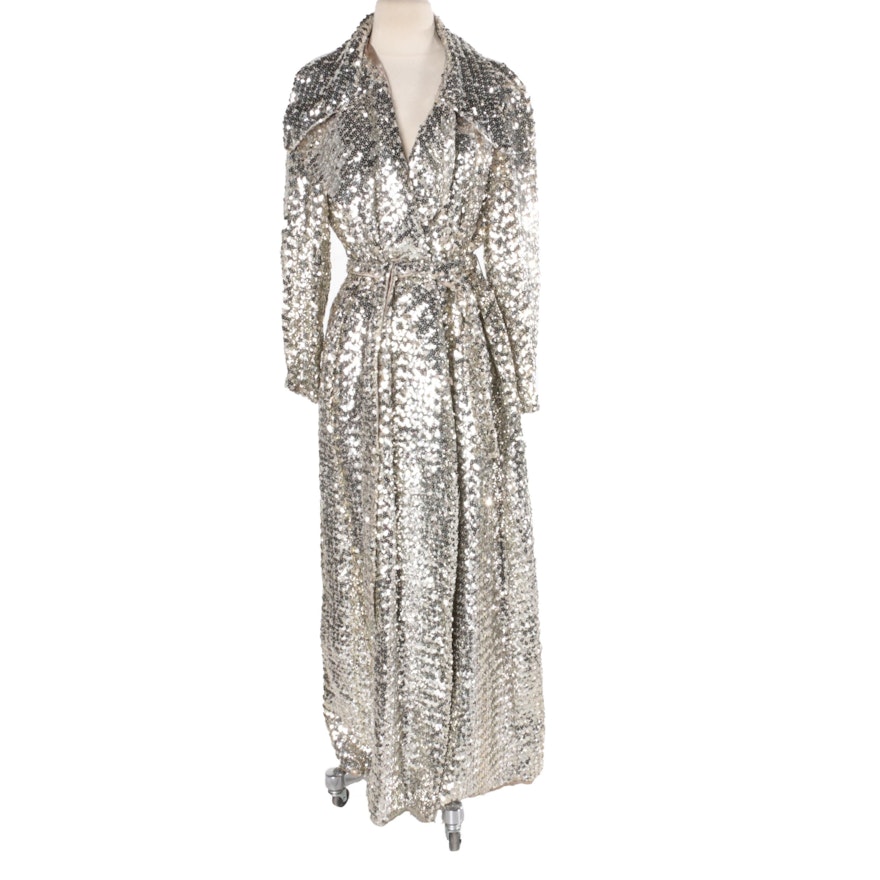 Women's Vintage Silver Tone Sequined Coat