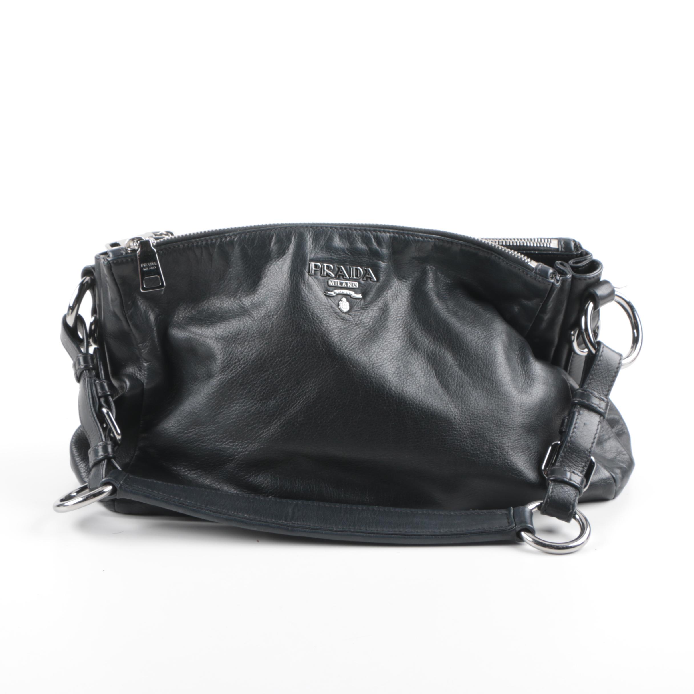 Prada Black Leather Shoulder Bag