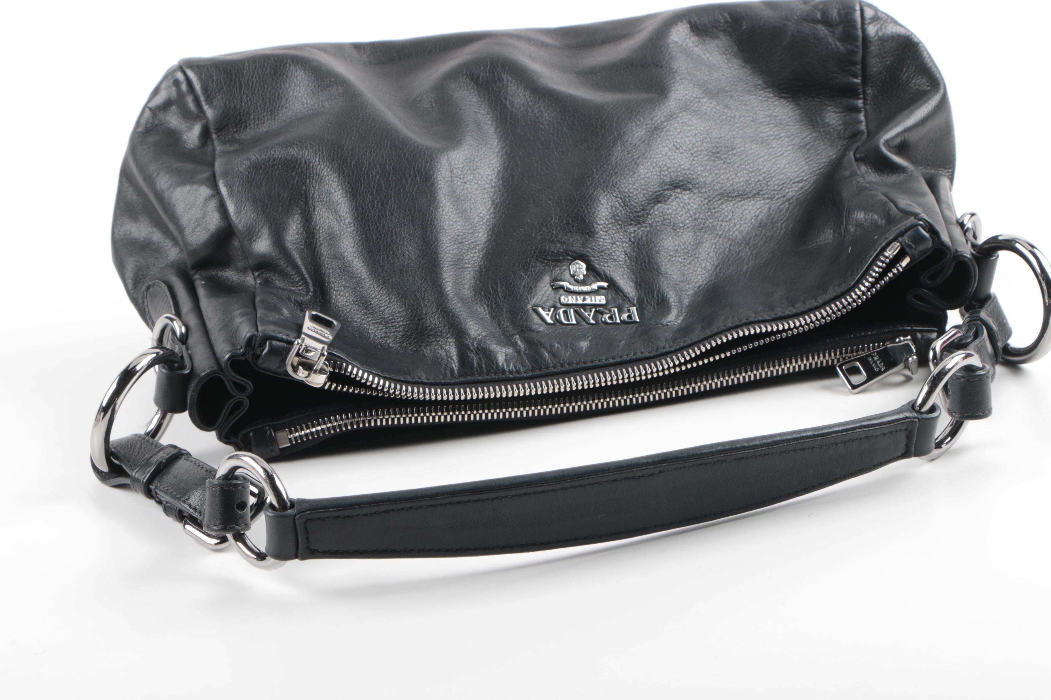 Prada Black Leather Shoulder Bag