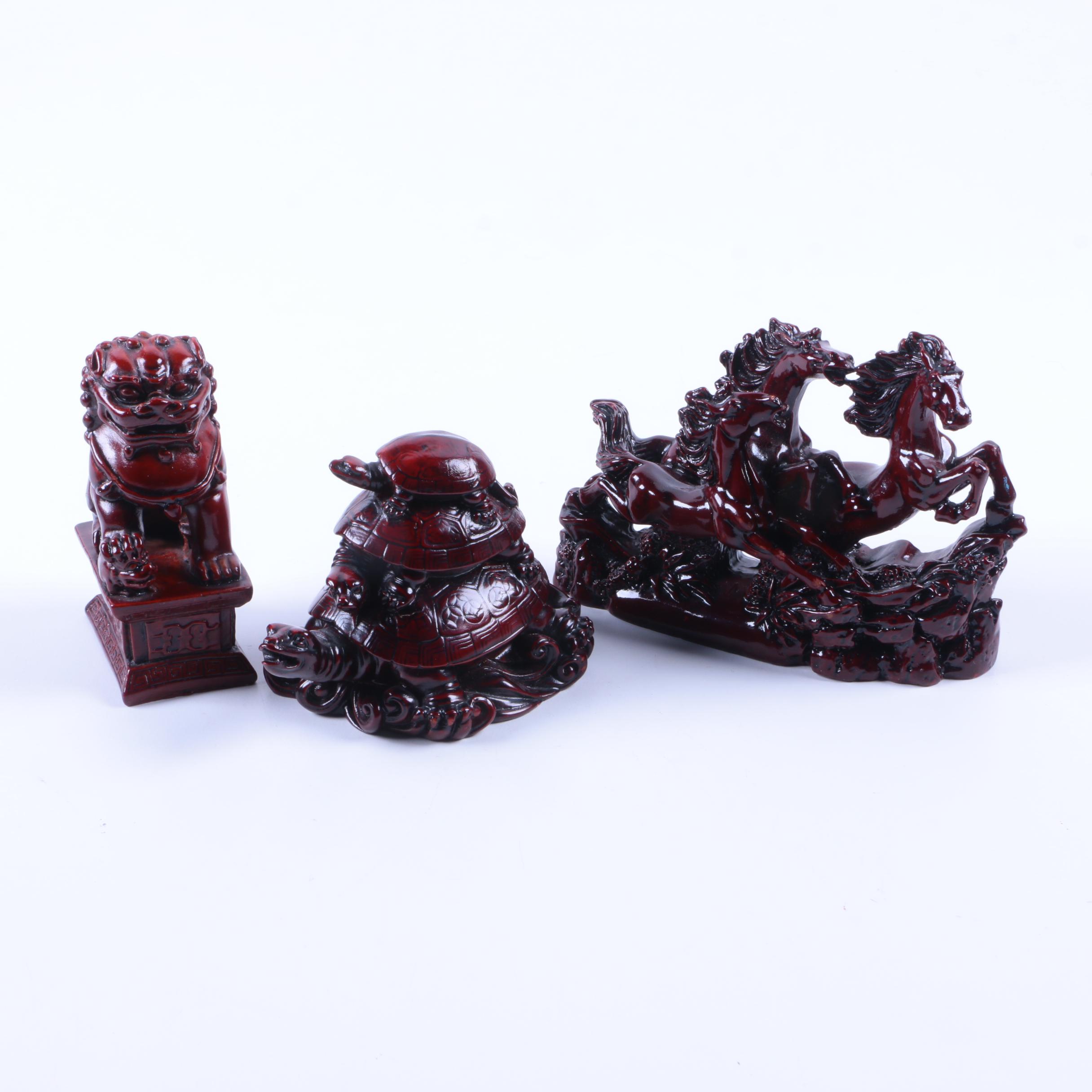 Red Asian Inspired Figurines