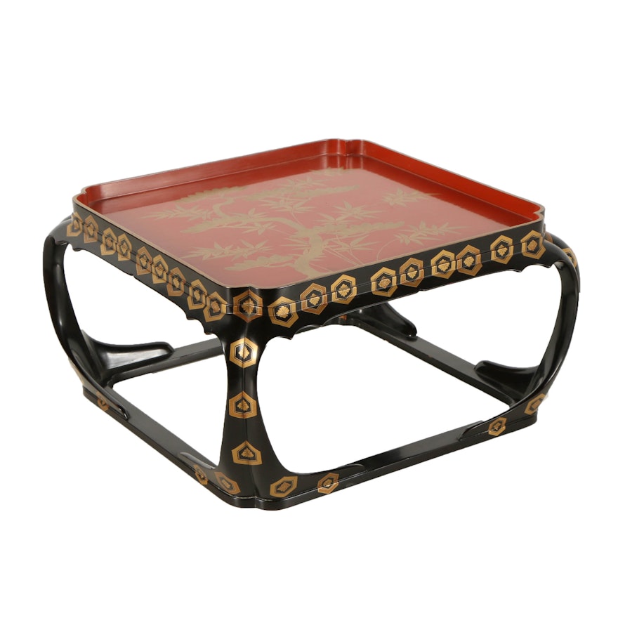 Japanese Red and Black Lacquer Tray Table