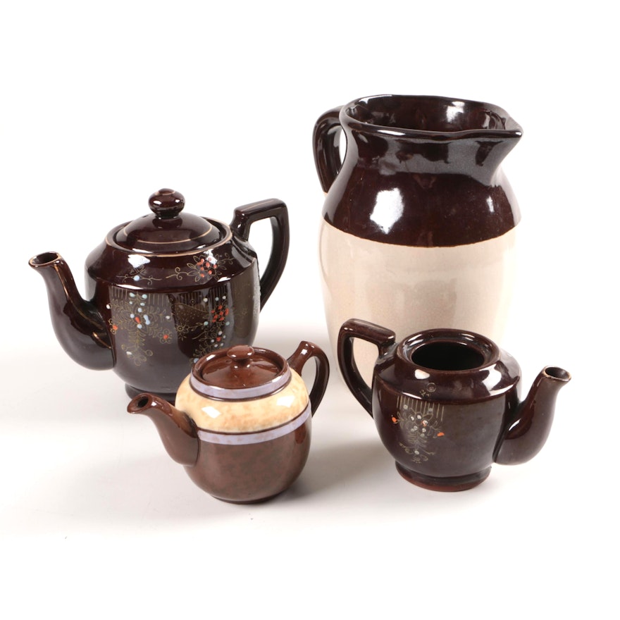 Pottery Pitcher and Teapots
