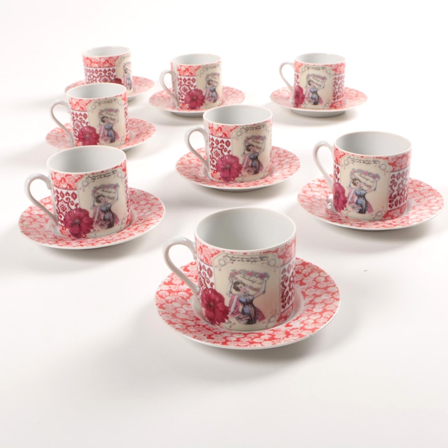 Gloria Vanderbilt for Sigma Victorian Style Porcelain Demitasse Cups