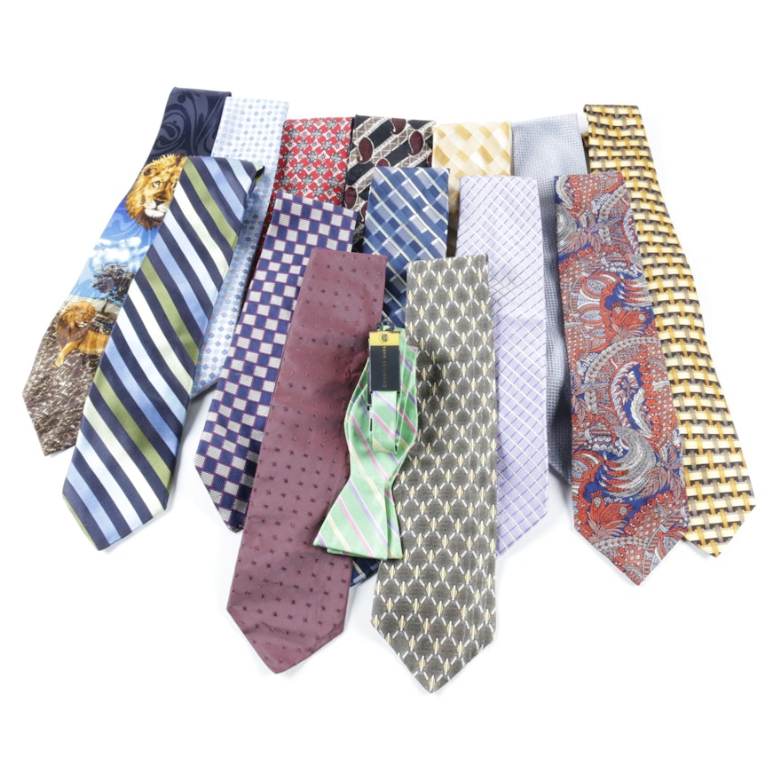 Men's Neckties and a Bow Tie Including Façonnable and Carlo Battini