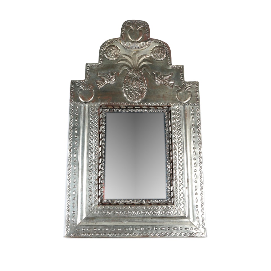 Mexican Style Embossed Tin Wall Mirror