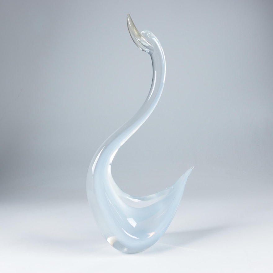 Murano Style Blown Art Glass Swan Figurine