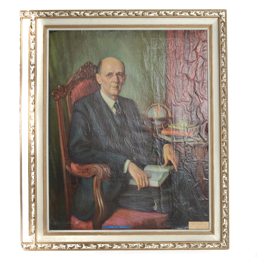 John Dartuvo Oil on Canvas Portrait of Paul P Harris