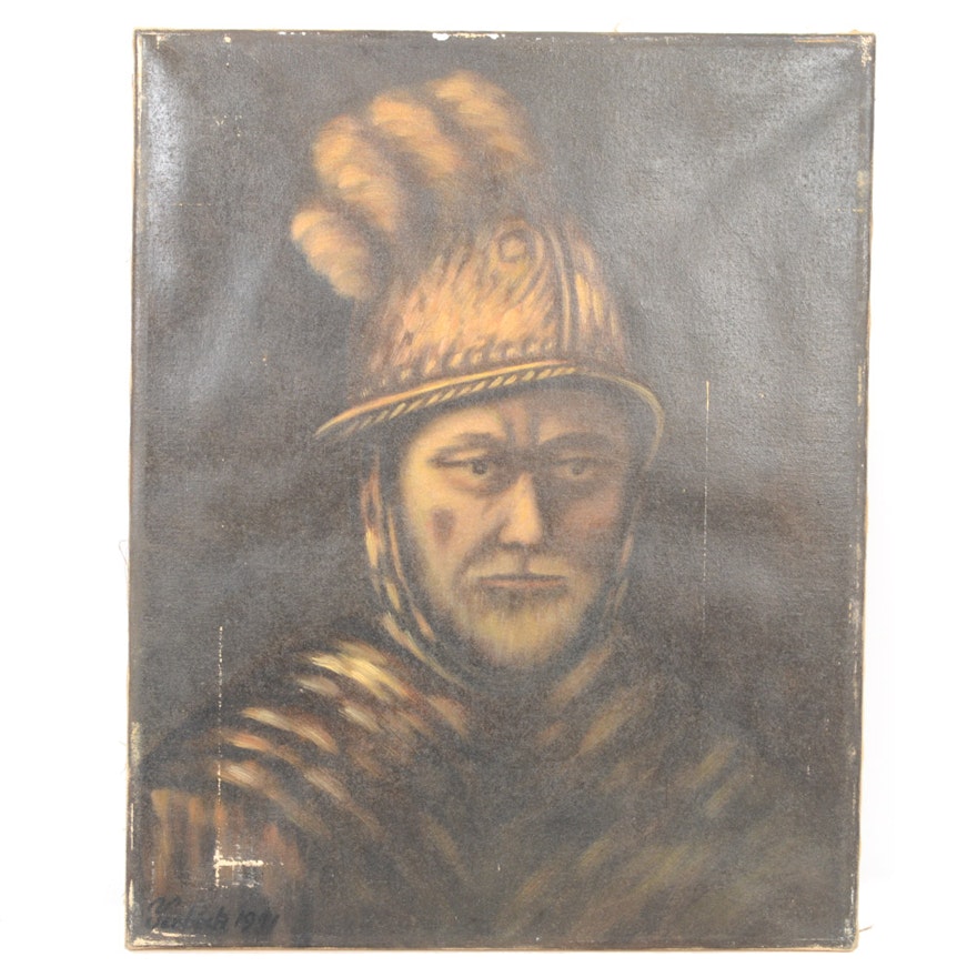 Yeoboch Oil on Canvas Portrait Painting of Roman Soldier