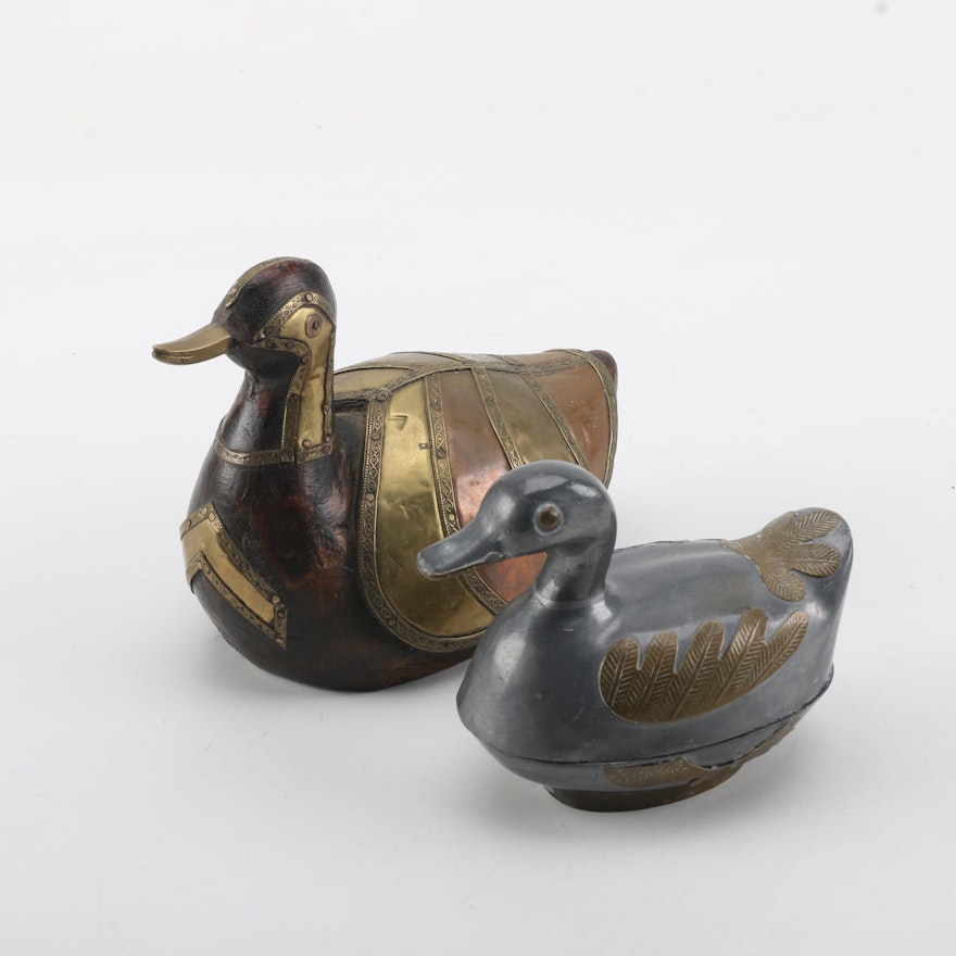 Metal and Wood Duck Figurines