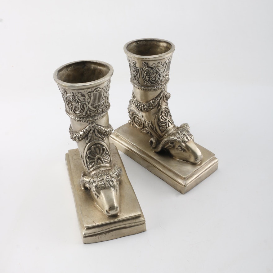 Silver Toned Cornucopia Bookends