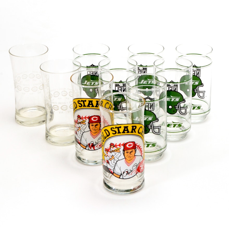 Baseball and Football Souvenir Drinking Glasses