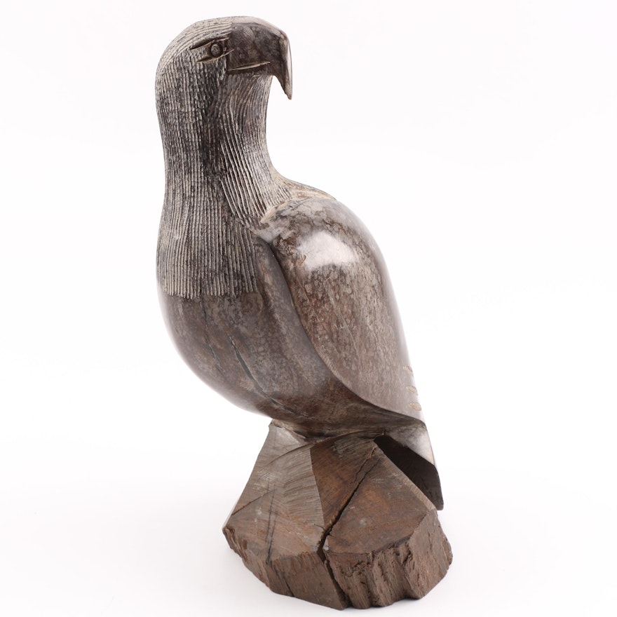 Carved Wooden Eagle Statuette