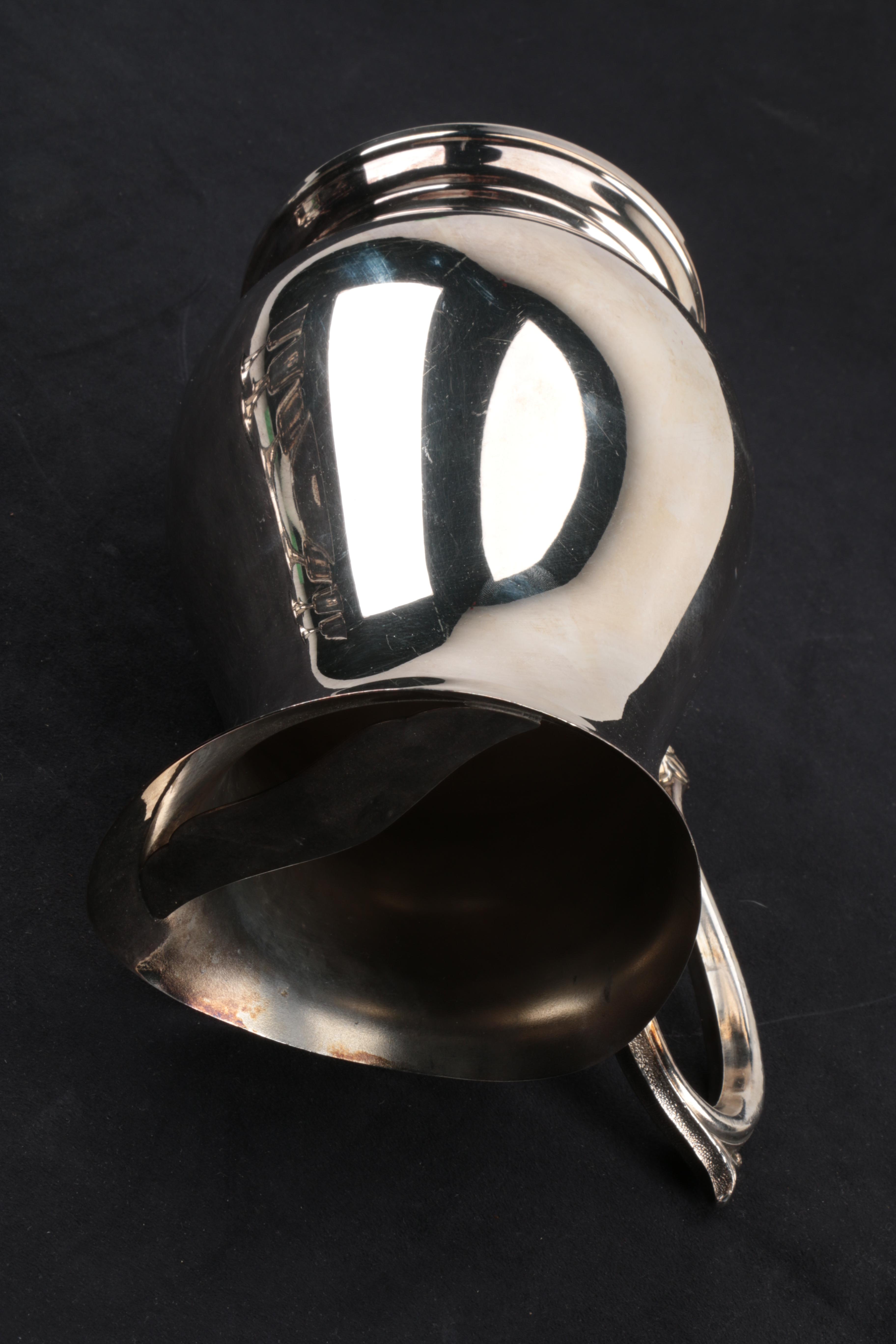 Wm. Rogers Silver Plate Footed Water Pitcher with Set of Goblets