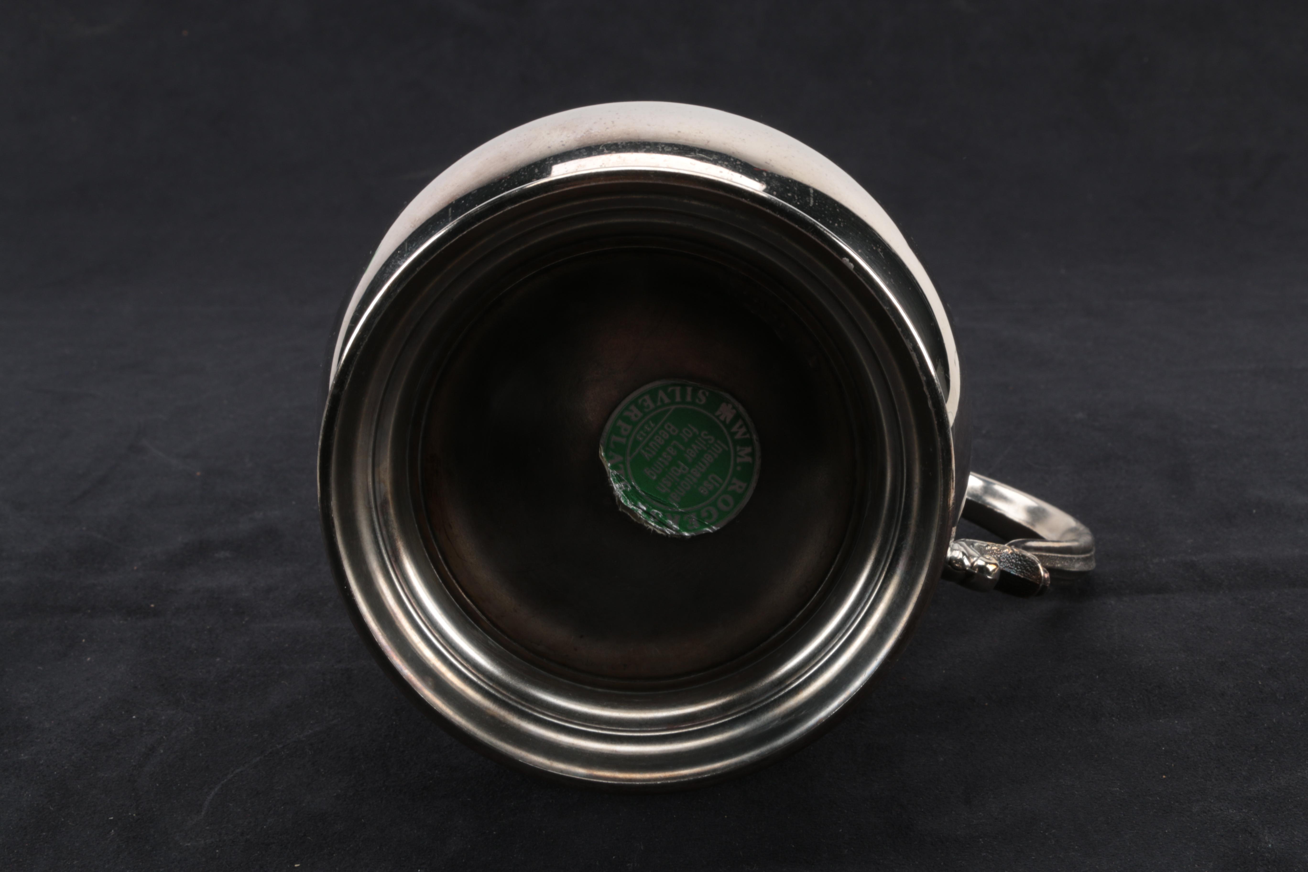 Wm. Rogers Silver Plate Footed Water Pitcher with Set of Goblets