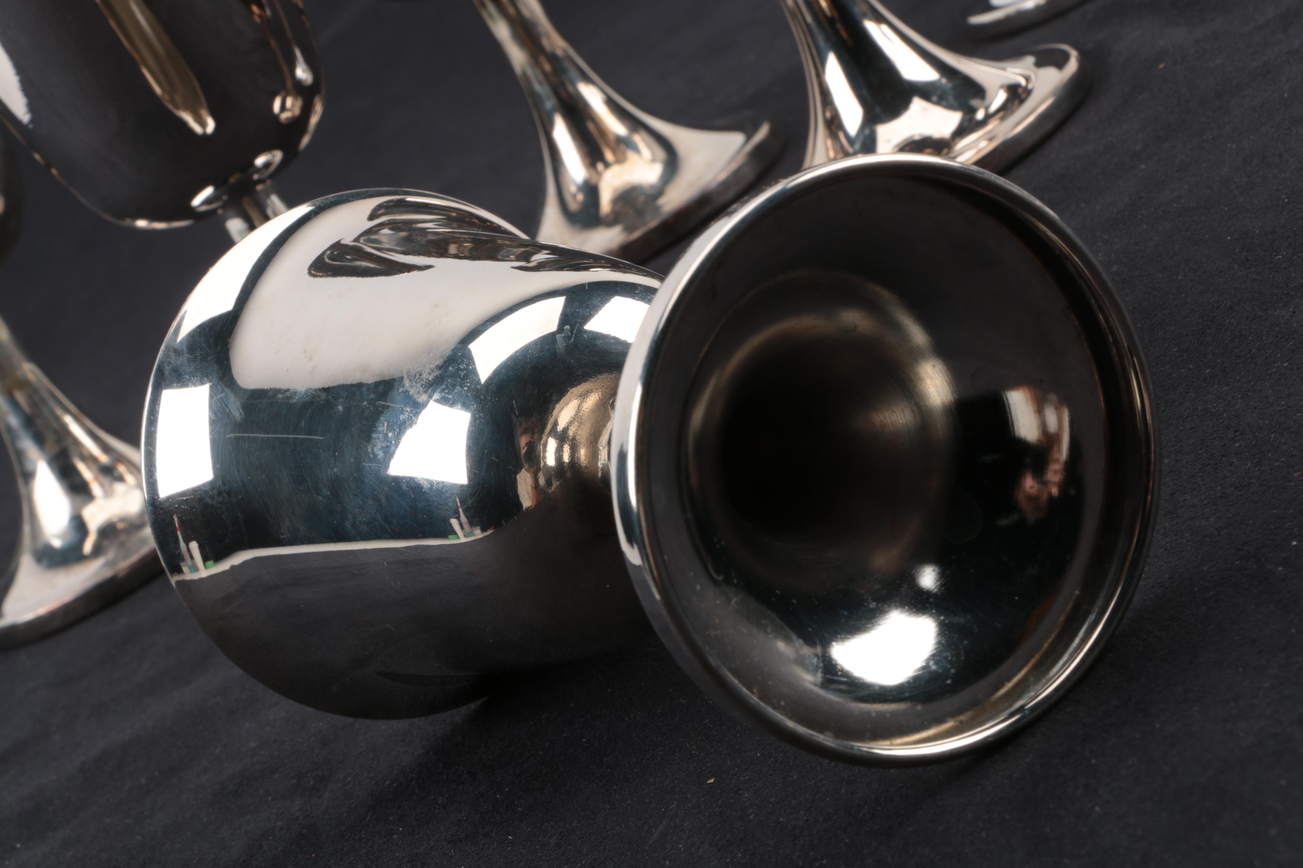 Wm. Rogers Silver Plate Footed Water Pitcher with Set of Goblets