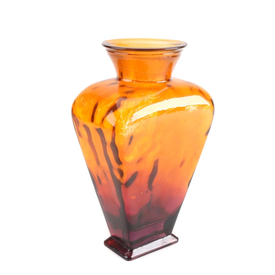 Large Orange Glass Vase